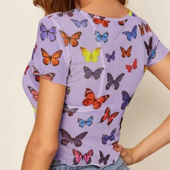 LAST ONE! purple butterfly mesh top💜🦋 - Picture 2 of 3